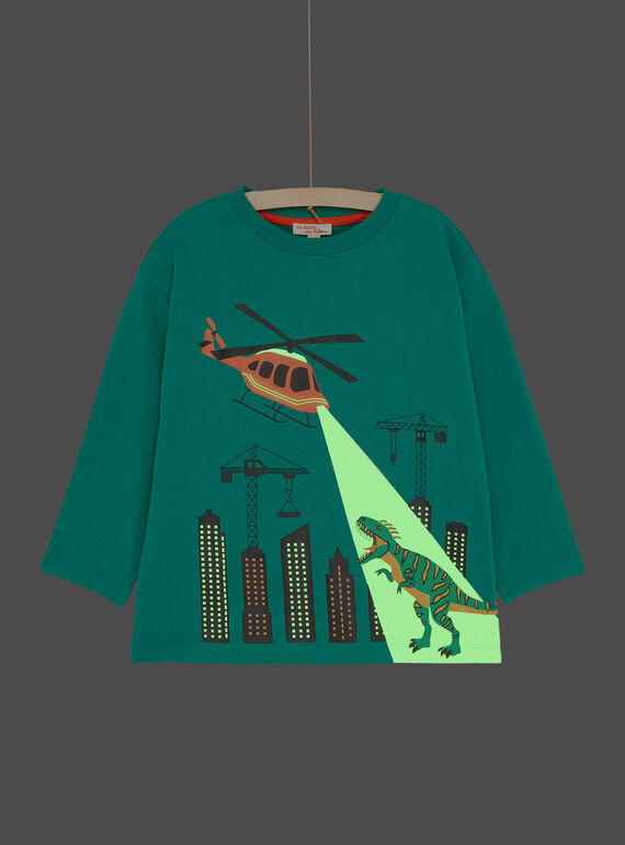 Reichsgrünes T-Shirt mit Dinosaurier-Animation für Jungen SOKHOTEE3 / 23W902Q3TMLG627